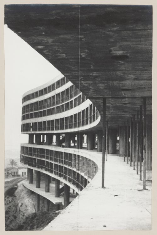 View of Pedregulho housing development, under construction, Rio de Janeiro, Brazil
