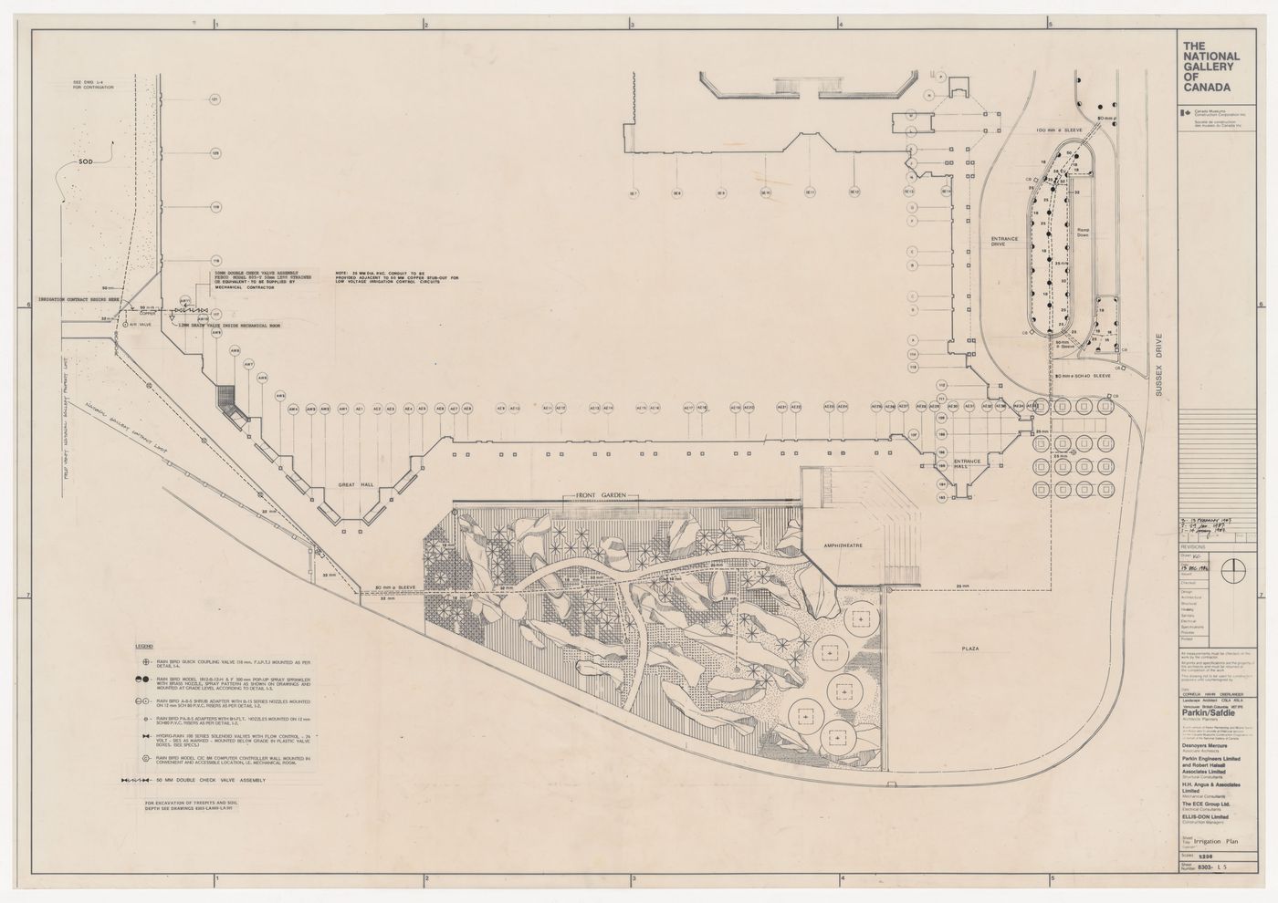 Irrigation plan for National Gallery of Canada, Ottawa, Ontario
