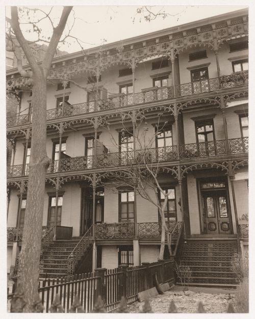 Grillwork detail, façade of No. 112-114 Eleventh Street, New York City, New York