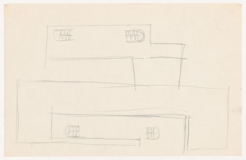 Partial sketch plans for an auditorium for Illinois Institute of Technology, showing its connection to other buildings