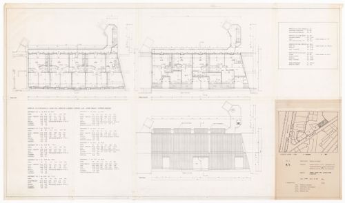 Floor plans, including fifth floor and cover for Edificio per abitazioni in via Conchetta, Milan, Italy