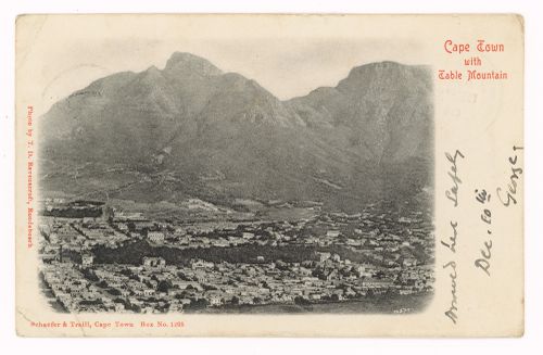 Picture postcard addressed to "E. E. C. Cooper" with image of Cape Town, Cape Colony (now part of South Africa)
