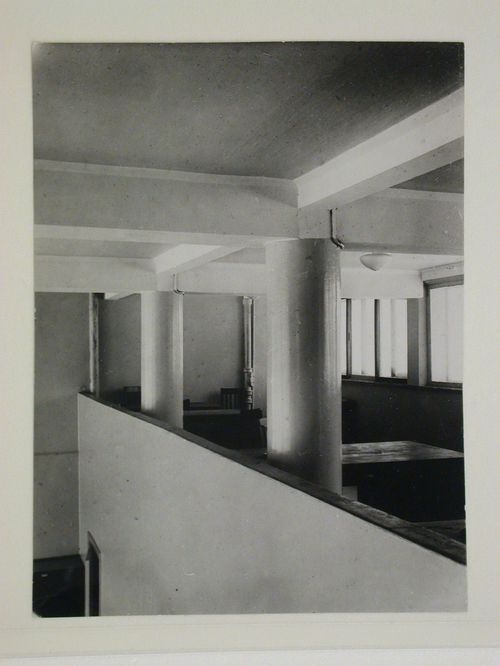 Interior view of the People's Commissariat for Finance (Narkomfin) Apartment Building showing a communal space [?], 25 Novinskii Boulevard, Moscow
