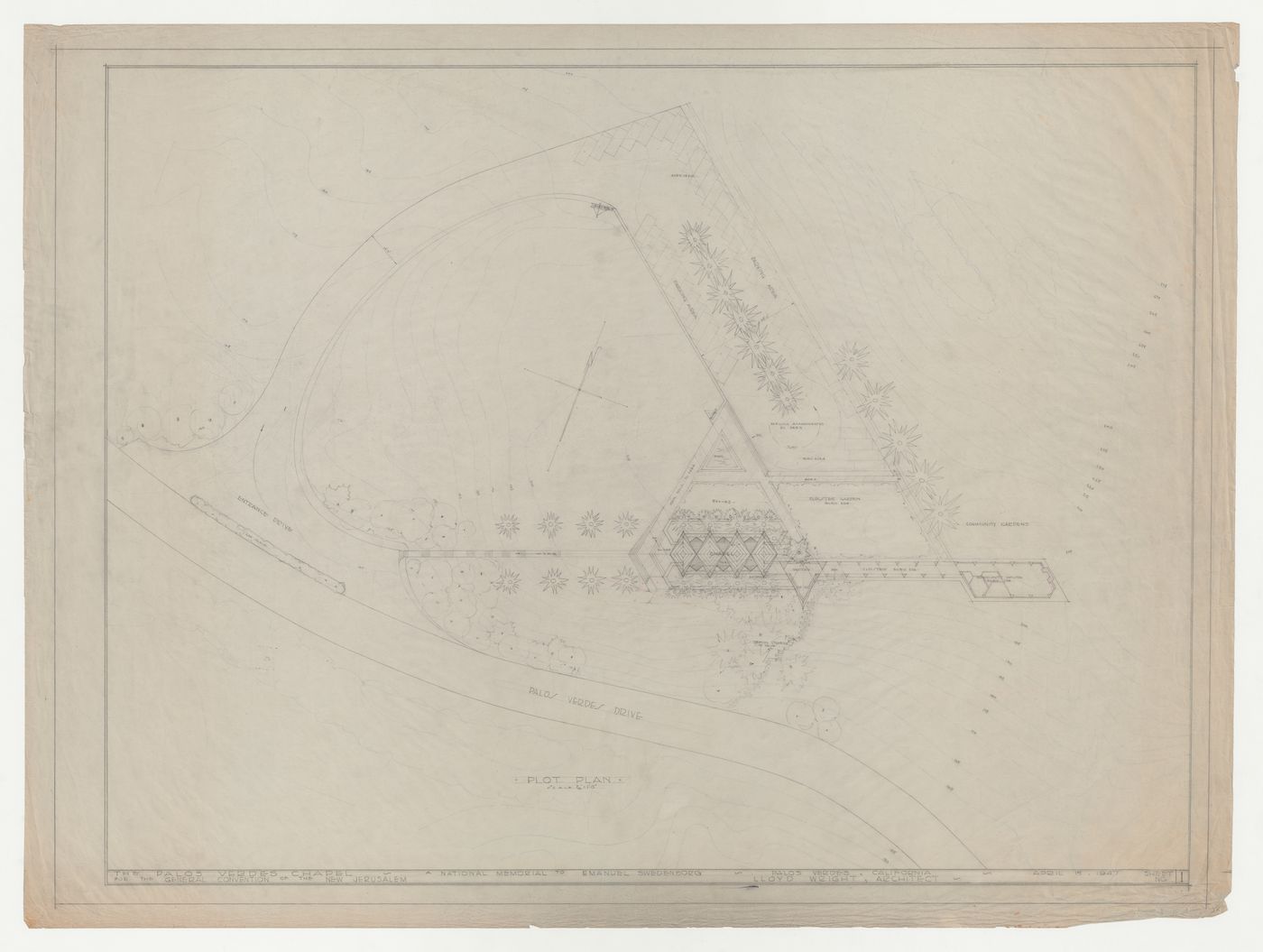 Wayfarers' Chapel, Palos Verdes, California: Site plan