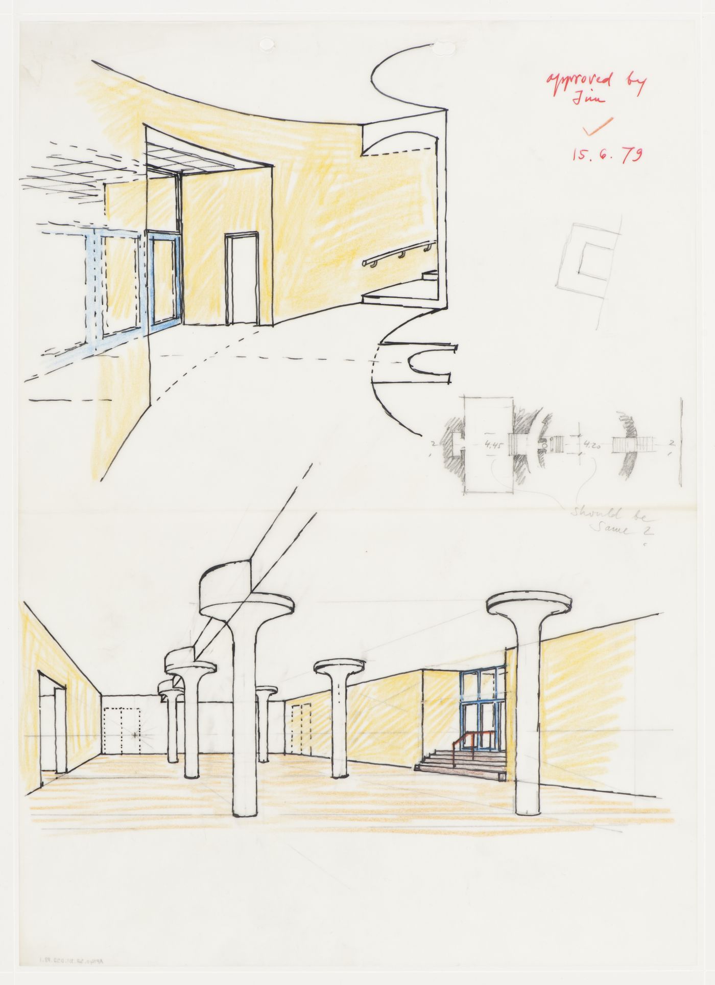 Staatsgalerie, Stuttgart, Germany: interior sketch perspectives and sketch plan