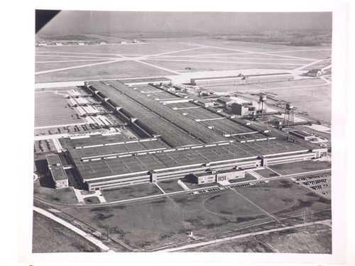 Aerial view of the Ford Motor Company Willow Run Bomber Assembly Plant, Willow Run, Michigan