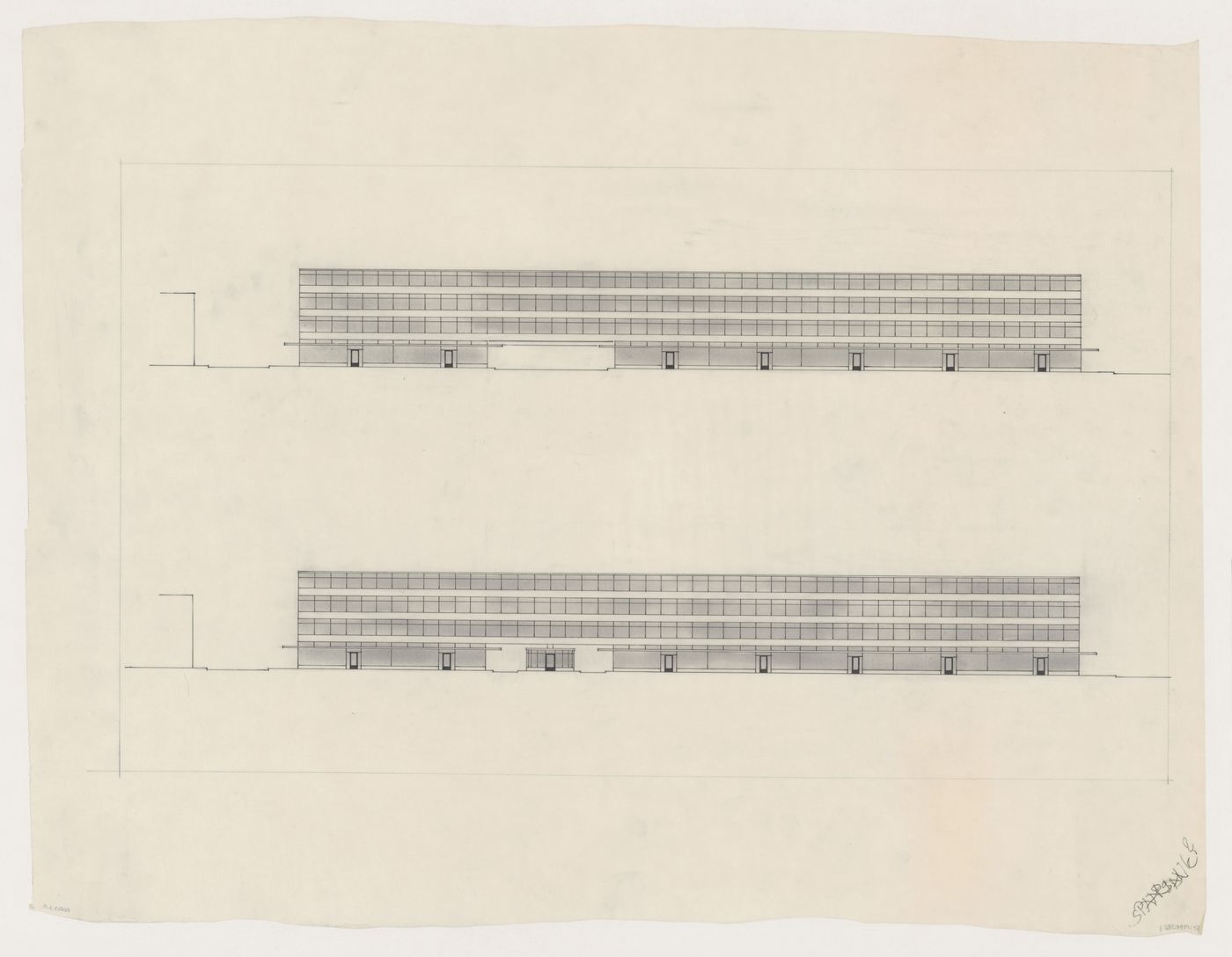 Elevations, possibly for an office building, Netherlands