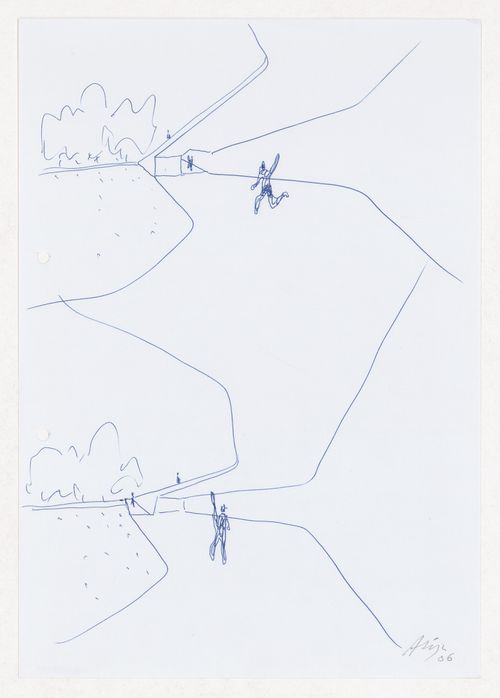 Sketch of figures on path for Parque de Vidago, Complexo Termal e Hotel Palace, Vidago, Portugal