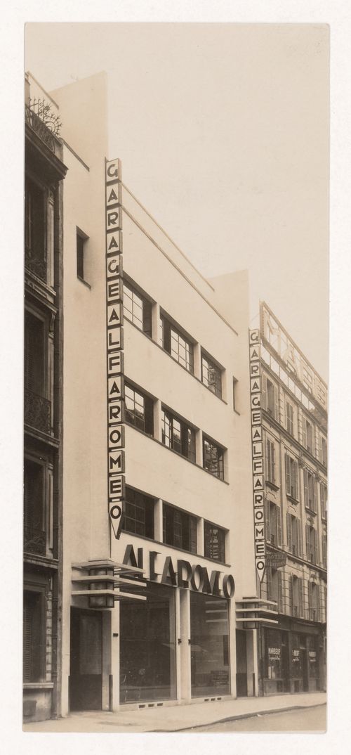 Exterior view of Alfa Romeo Garage, Marbeuf road, 8th arrondissement, Paris, France