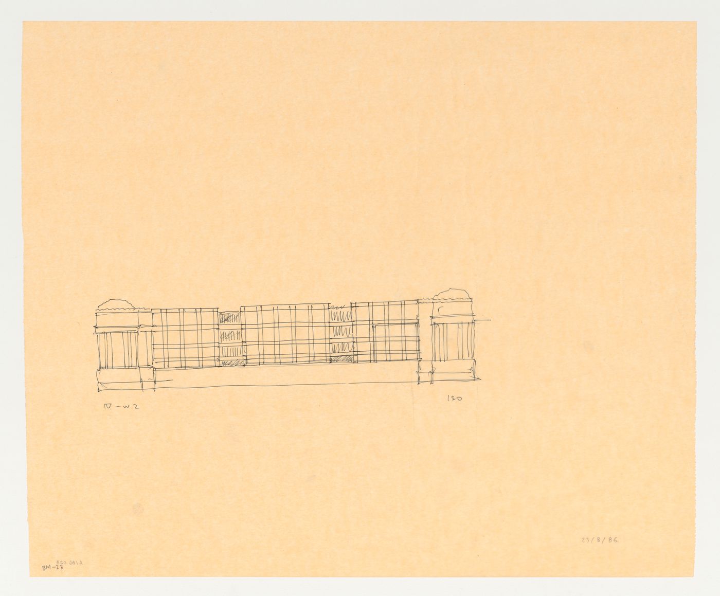 Sketch perspective from above showing the south and east sides for the Brooklyn Museum master plan, first phase