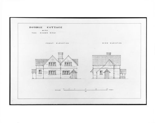 Front and side elevation for a Double Cottage, Estate of Charleville Castle, Tullamore, County Offaly, Ireland