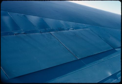 Airplane wing on a flight to Paris