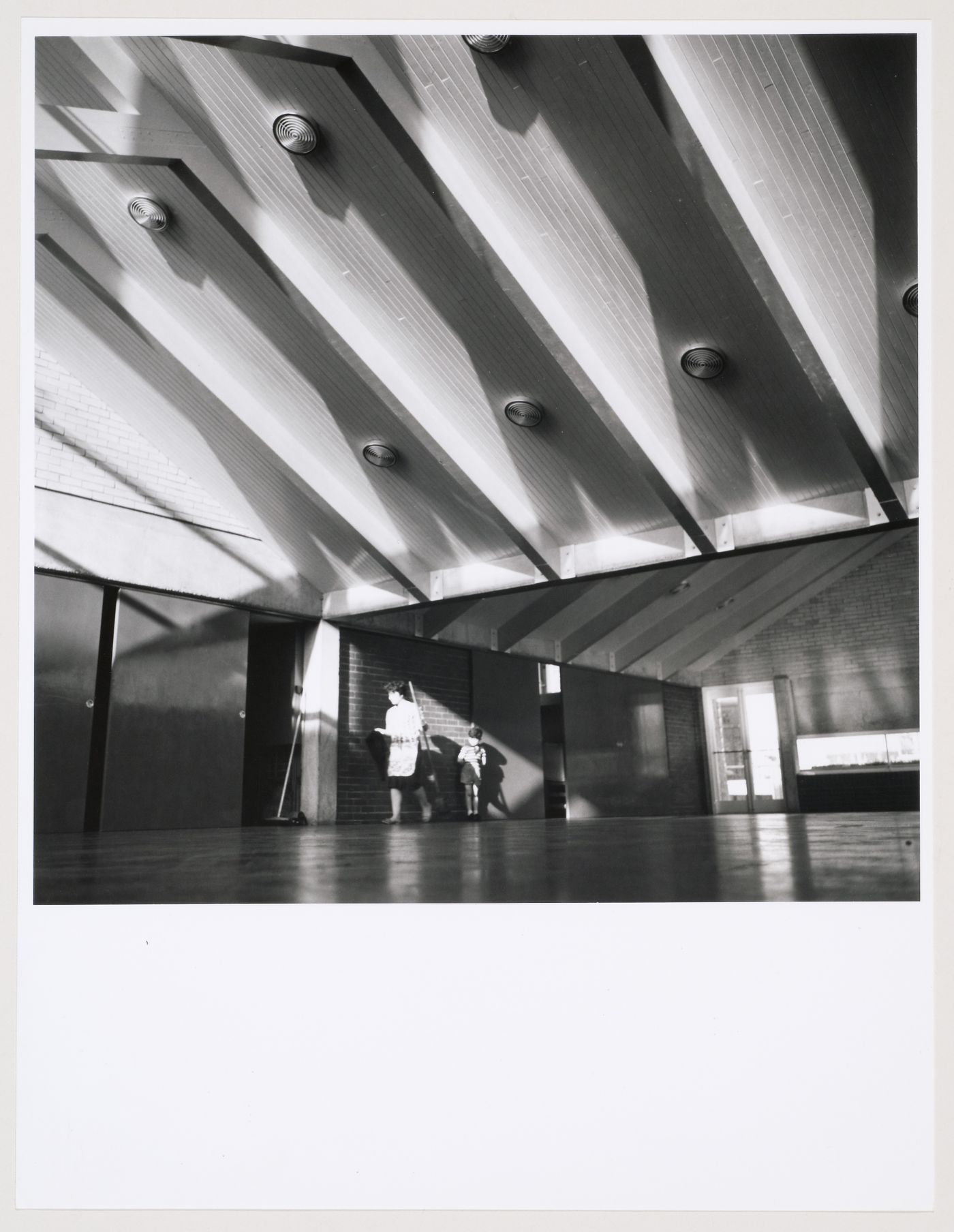 Interior view of Assembly Hall, Brunswick Park Primary School, London, England