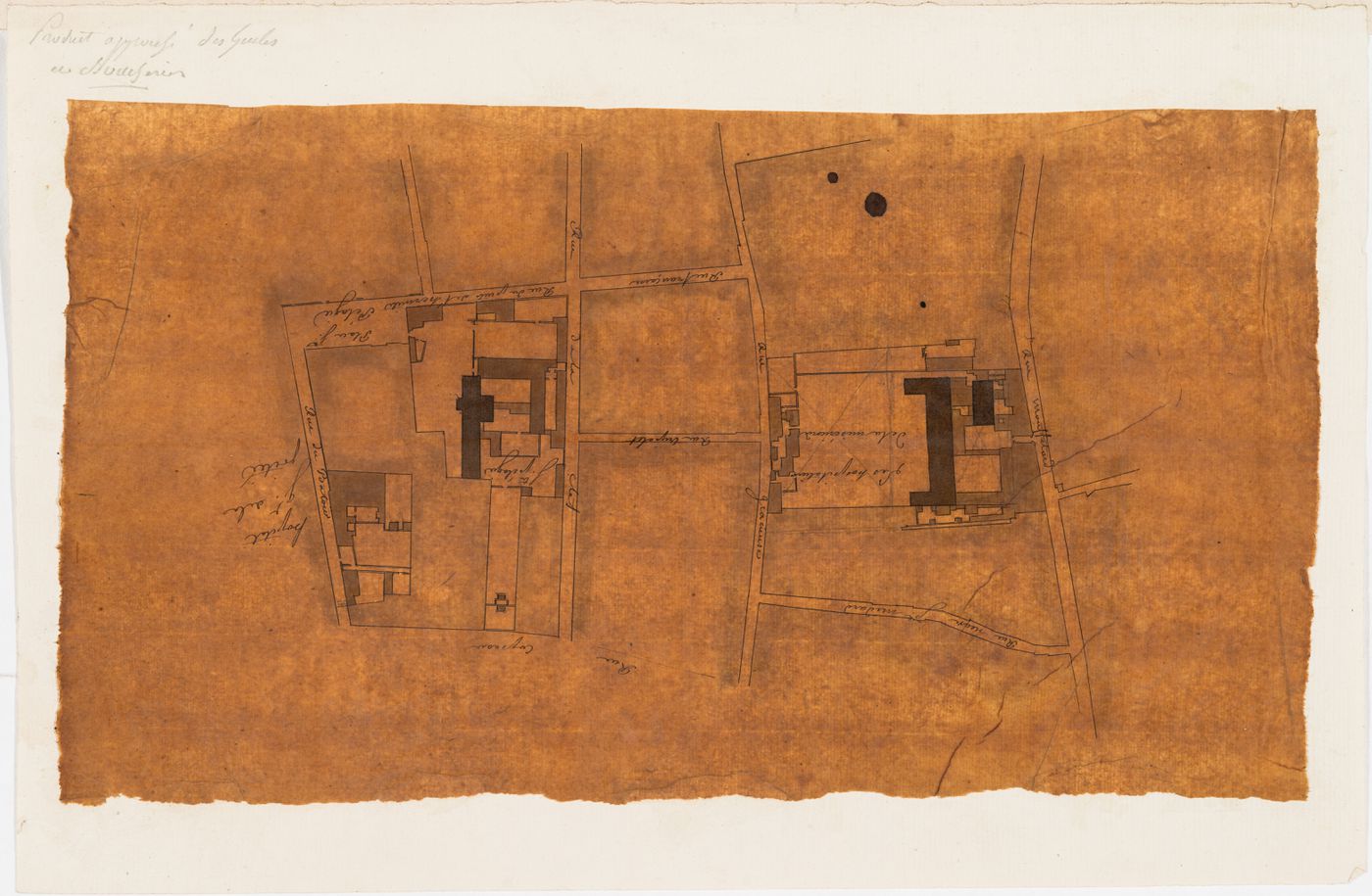 Project for the caserne de la Gendarmerie royale, rue Mouffetard: Site plan showing the Couvent des Augustines de Notre-Dame-de-la-Miséricorde