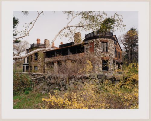 Viewing Olmsted: View of the house and boulder terrace, "Stonehurst", The Robert Treat Paine Estate, Waltham, Massachusetts