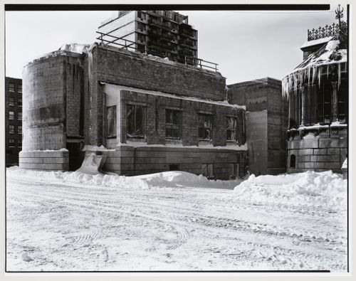 Exterior view of the Paul Desmarais Theatre Wing and the Shaughnessy House conservatory, Canadian Centre for Architecture under construction, Montréal, Québec