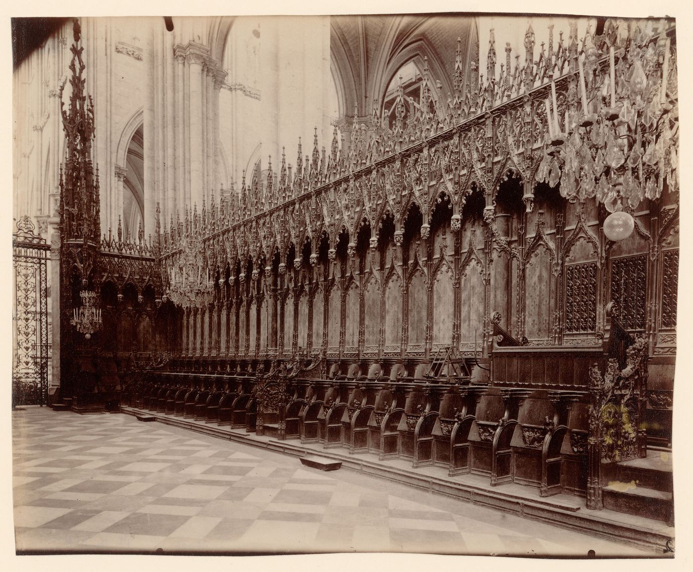 Interior view of Cathédrale d'Amiens, choir stalls, Amiens, France