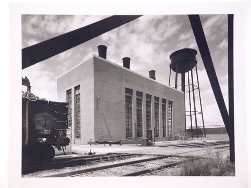 View of the principal and lateral façades of the Boiler House, United States Naval Ordnance Assembly Plant, Center Line, Michigan