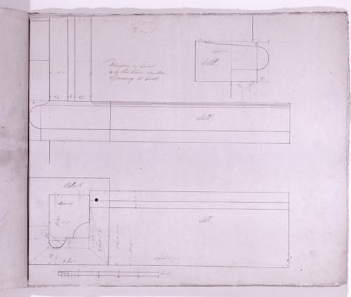 Sections for masonry mouldings for the tower window sills for Notre-Dame de Montréal