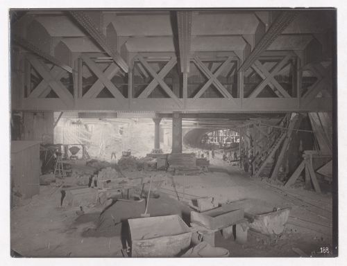 Construction of the Paris Metro, interior view of large open space, Paris, France