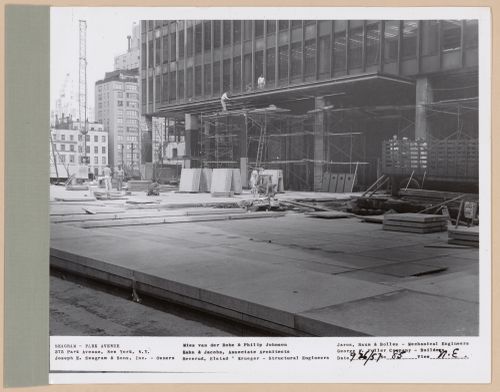Seagram building under construction, 375 Park avenue, New York, N.Y., north-east view