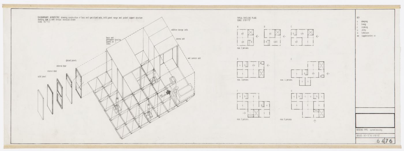Potteries Thinkbelt: Diagrammatic axonometric and plans for Sprawl Housing