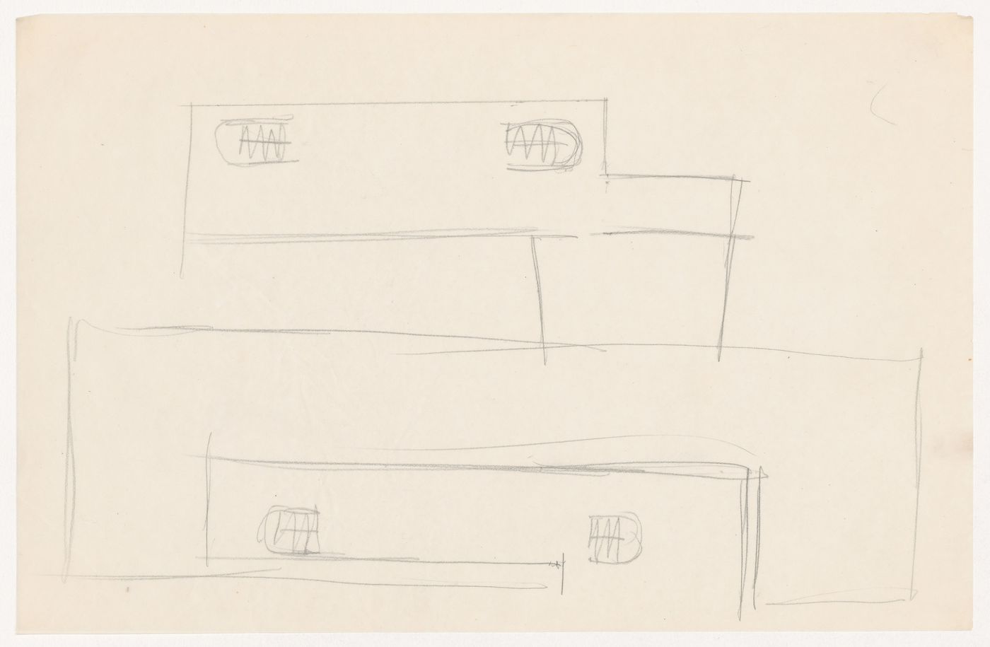Partial sketch plans for an auditorium for Illinois Institute of Technology, showing its connection to other buildings
