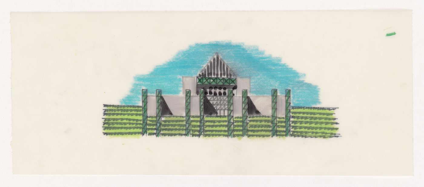 Sketch elevation for Casa dello studente, Trieste, Italy