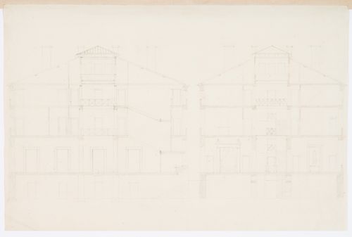 Project for an unidentified country house with a central skylight: Sections