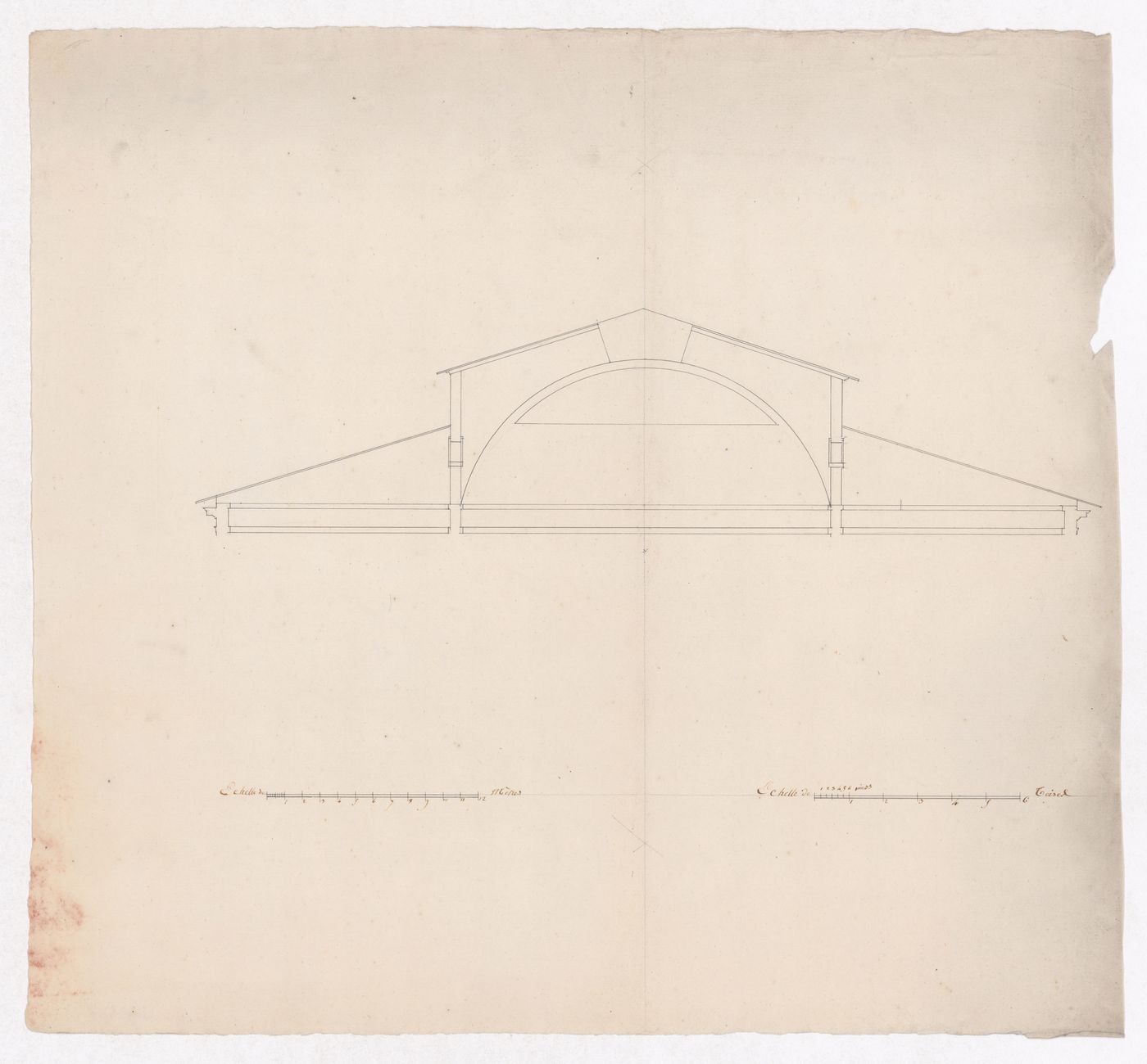 Elevation detail for roof for Market Building, Marché des Carmes, Paris