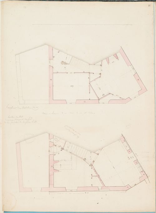 Plans for an unidentified building, probably for Parc de Clichy; verso: Roof plan and section for an unidentified building, possibly for Parc de Clichy
