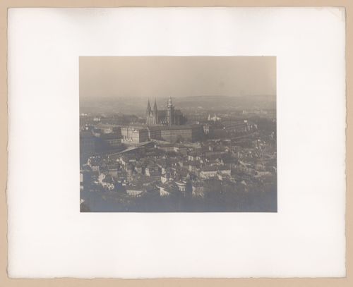Plate from portfolio ''Svaty Vit (St. Vitus or St. Guy), various interior and exterior views of the cathedral under construction, Prague, Czech Republic''