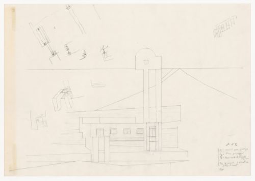 Elevation with sketches and notes for Casa Mário Bahia [Mário Bahia house], Gondomar, Portugal