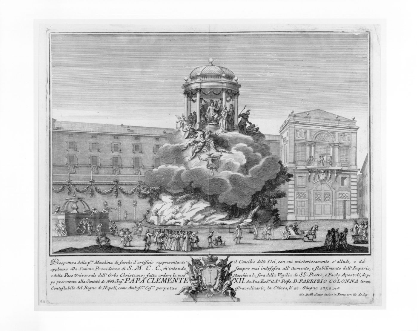 Etching of Michetti's design for the "prima macchina" of 1732