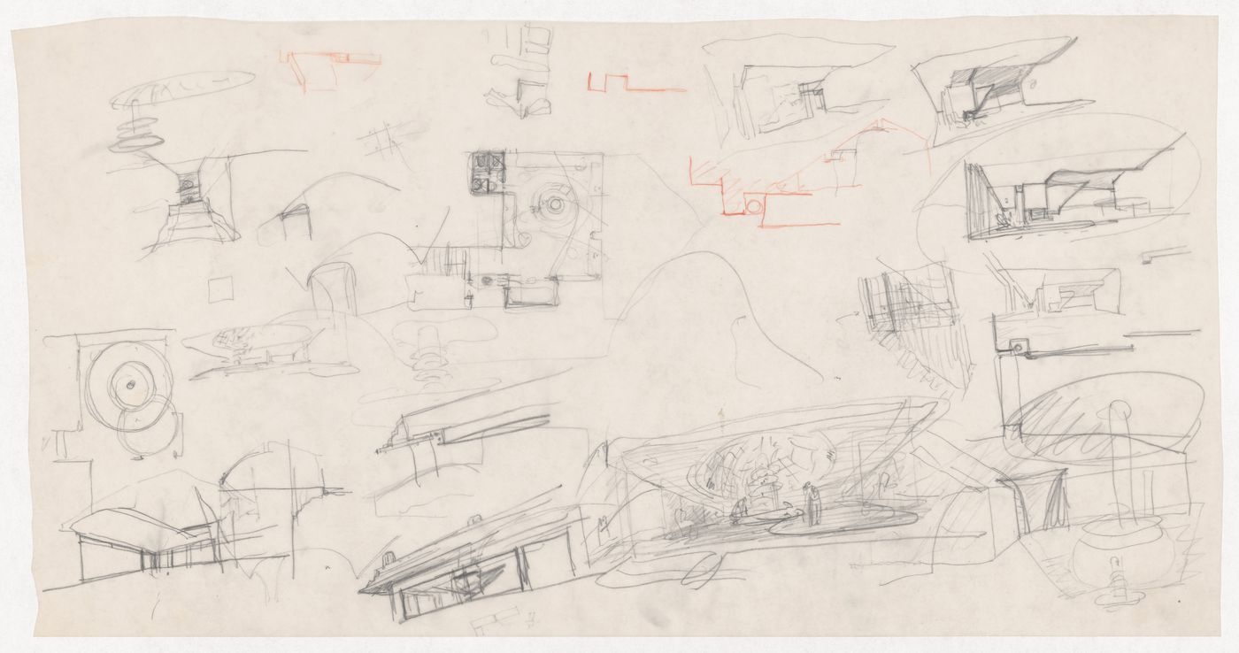 Sketch interior perpectives and floor plan for Apartamento J. M. Teixeira, Póvoa de Varzim, Portugal