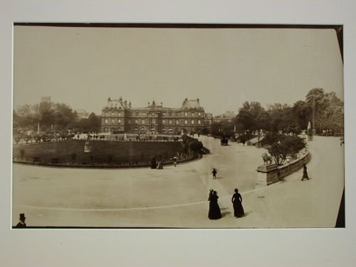 Exterior view from the south of gardens and façade of Le Palais du Luxembourg, Paris, France