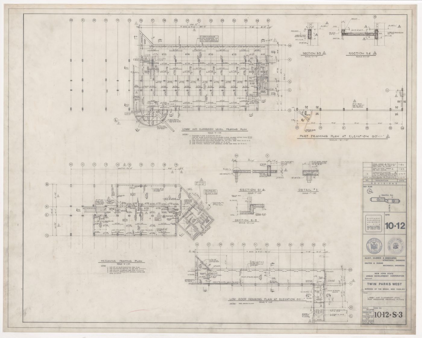 Framing plans for Twin Parks West, Site 10-12, Bronx, New York