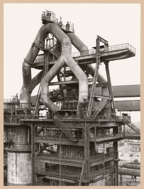 View of a blast furnace head of Ilseder Hütte steel mill, Ilsede, Germany