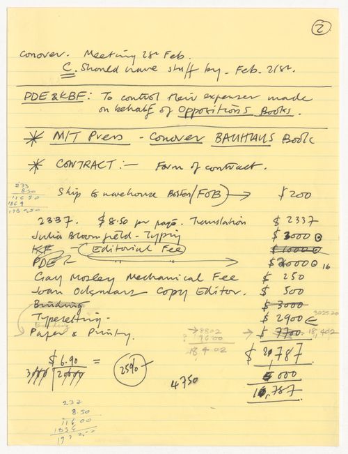 Notes and draft budget for Oppositions