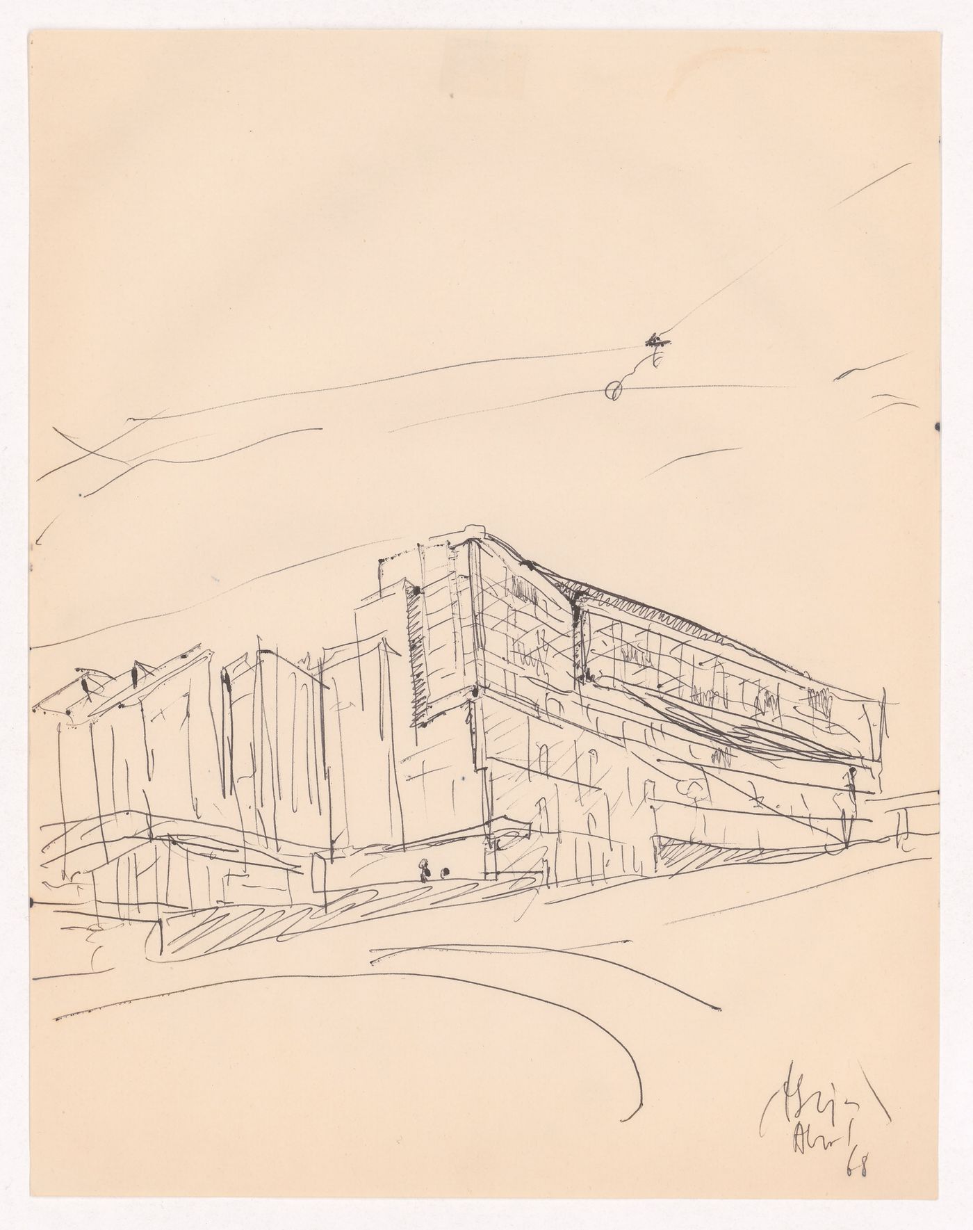 Sketch perspective for Edifício de Escritórios na Av. D. Afonso Henriques, Porto, Portugal