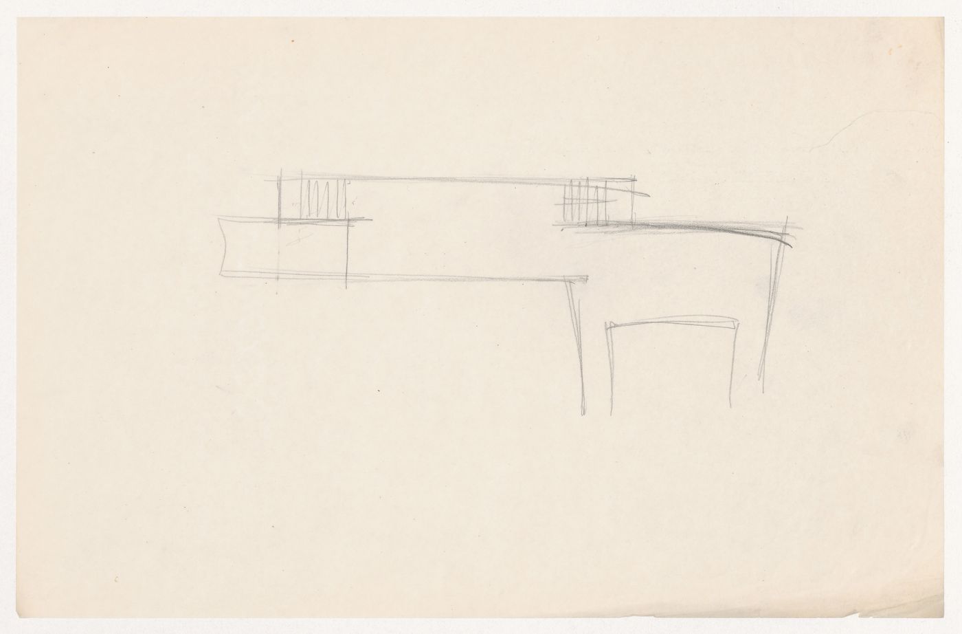 Partial sketch plan for an auditorium for Illinois Institute of Technology, showing its connection to other buildings