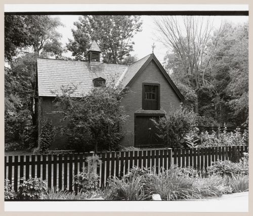 View of the principal façade of a garage with living quarters above (formerly a stable), 46 Aberdeen Avenue, Westmount, Québec
