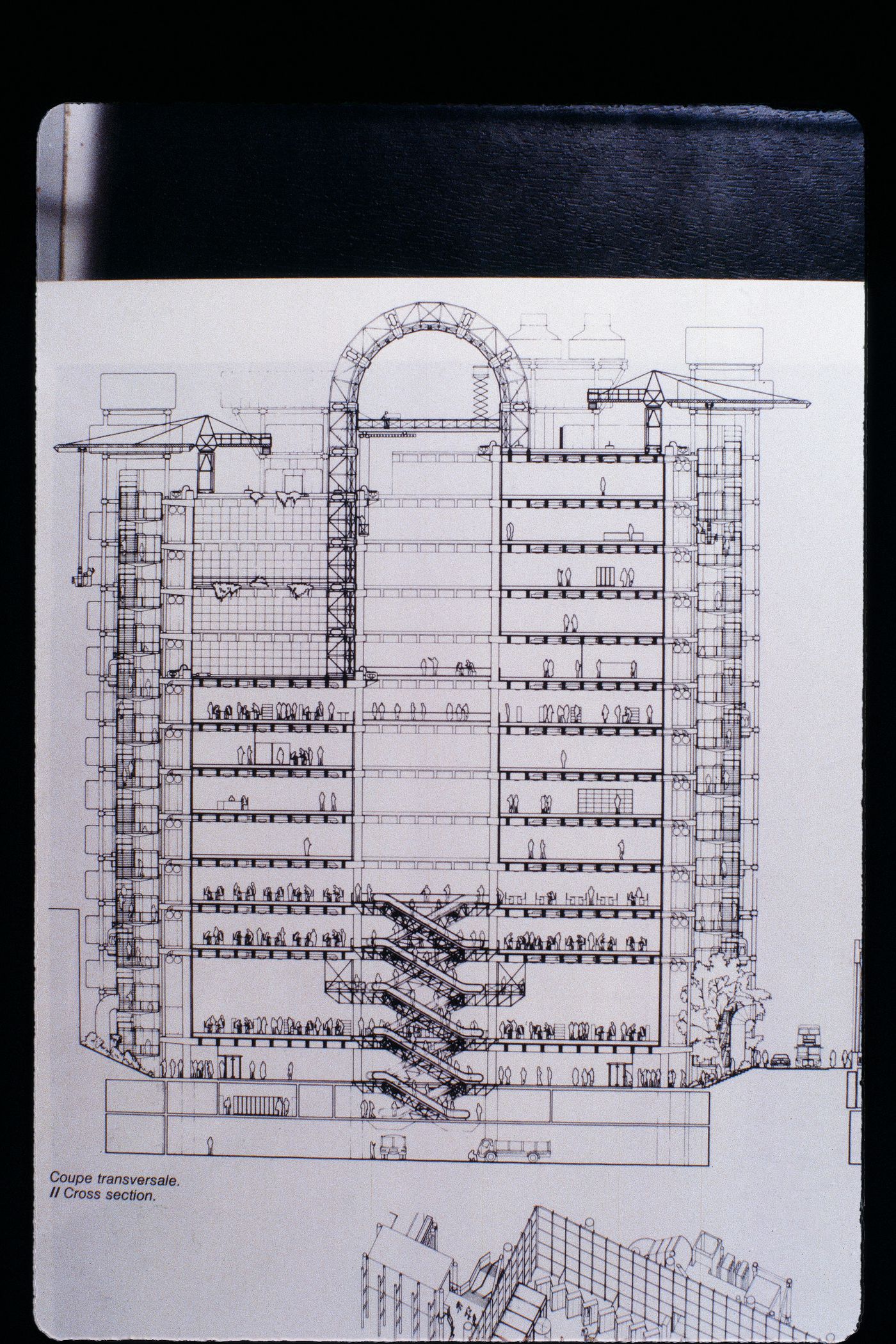 Slide of a drawing for Lloyd's of London, London, by Richard Rogers