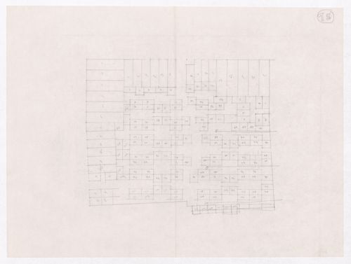 Sketch showing plots layout development for Minimum Cost Housing Group's plot in Aranya township, India, for Aranya Housing Project