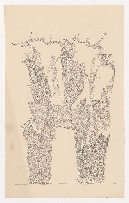 Architectural fantasy with two human forms