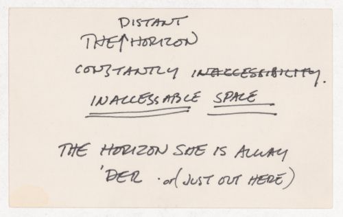 The distant horizon constantly inaccessible space / The horizon she is away 'der or (just out here)