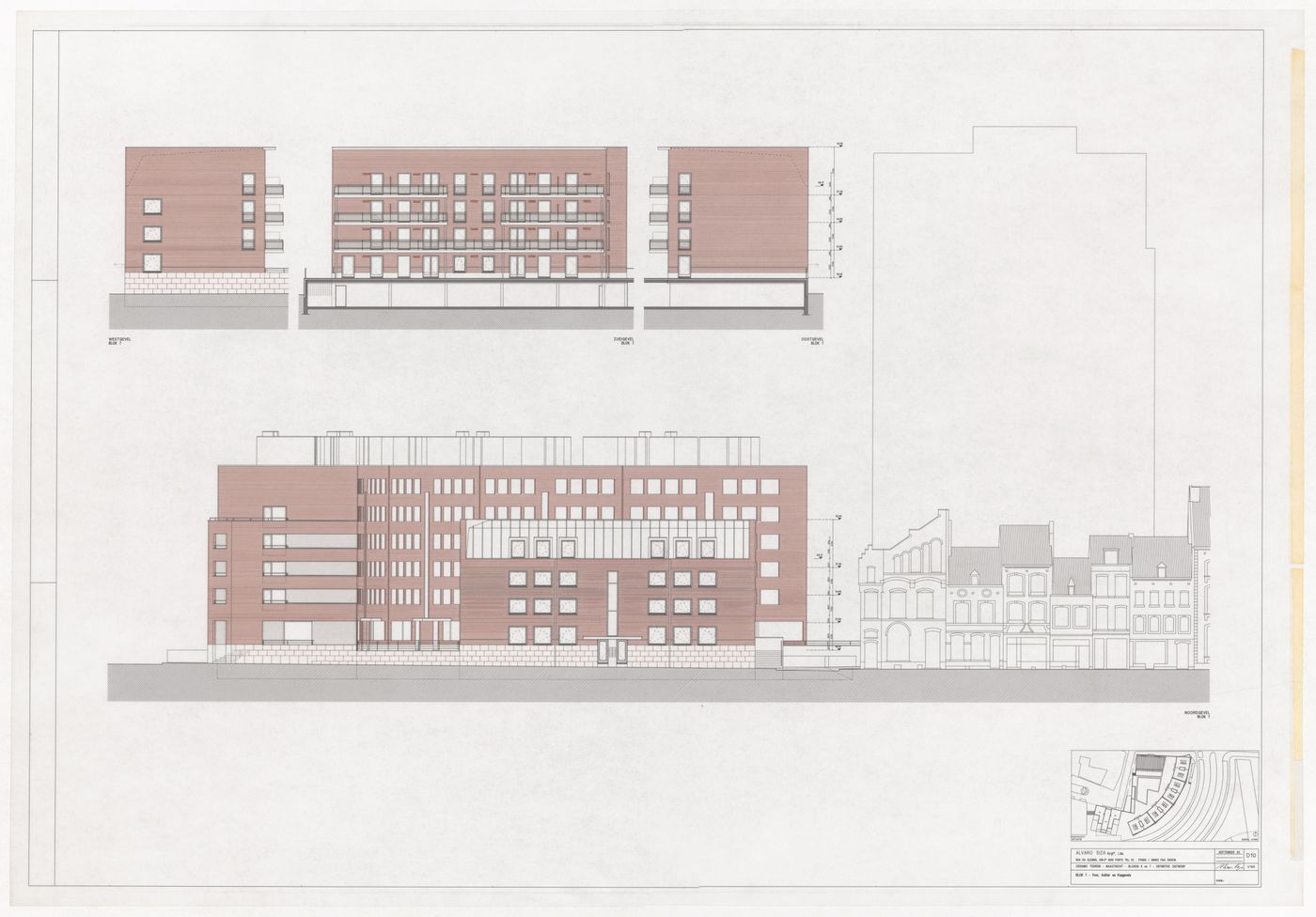 Elevations for Ceramique Terrein Blocos de habitação e escritórios, Maastrich, the Netherlands
