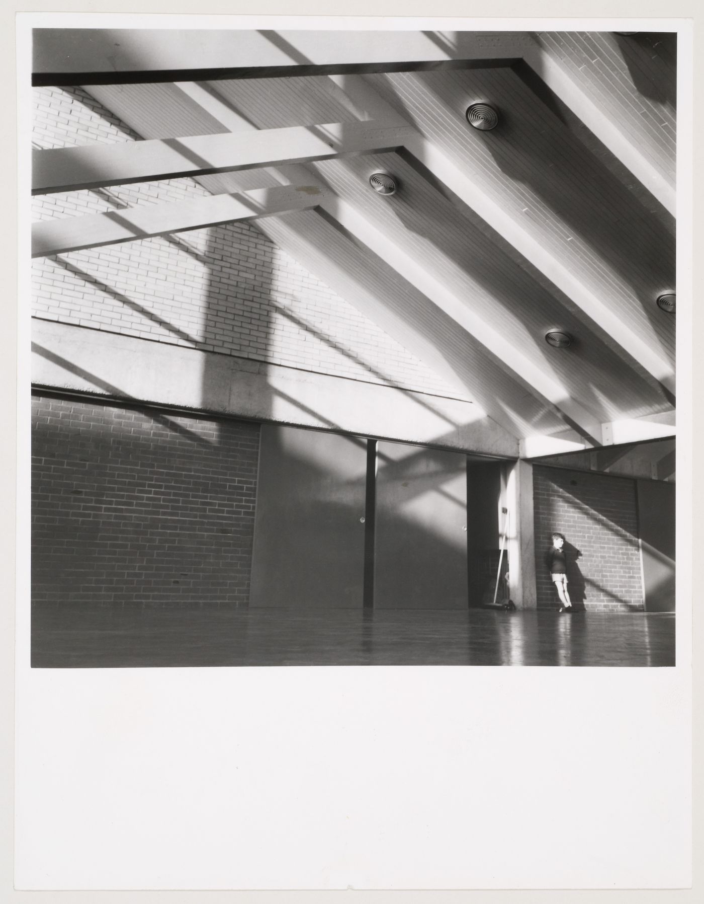 Interior view of Assembly Hall, Brunswick Park Primary School, London, England