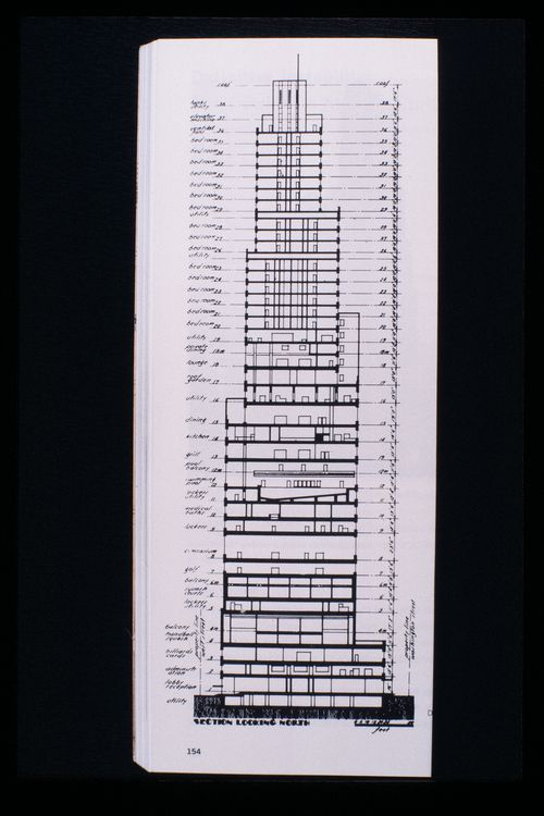 Slide of a drawing for Downtown Athletic Club, New York, by Starrett & Van Vleck