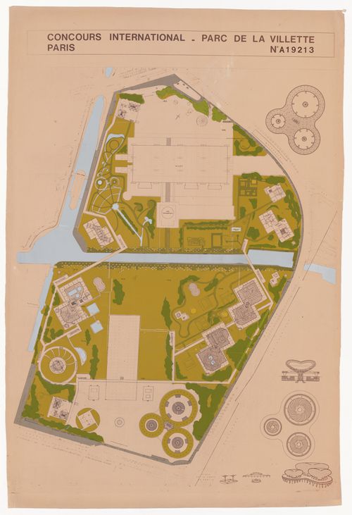 Site plan for Concurso Internacional Parc de la Villette, Paris, France